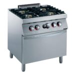 Cocina a gas 4 quemadores sobre horno zanussi