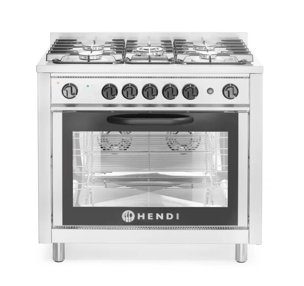 Cocina a gas con horno eléctrico 5 quemadores Hendi