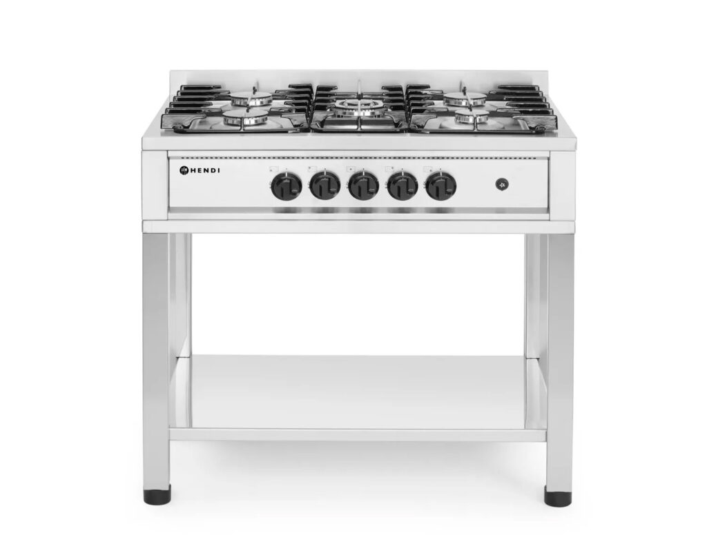 Cocina a gas 5 quemadores marco abierto Hendi