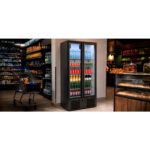 Expositor refrigerado vertical negro 2 puertas Infrico