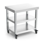 mesa central acero inoxidable con ruedas 2 entrepaños Fricosmos