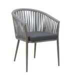 Sillón trenzado para terraza Montreal acero texturizado cuerda gris marengo