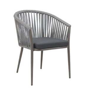 Sillón trenzado para terraza Montreal acero texturizado cuerda gris marengo