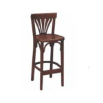 Taburete Aberdeen interior con respaldo en madera nogal Feyma