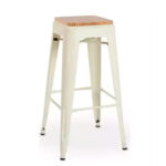 Taburete Hammer blanco envejecido asiento madera