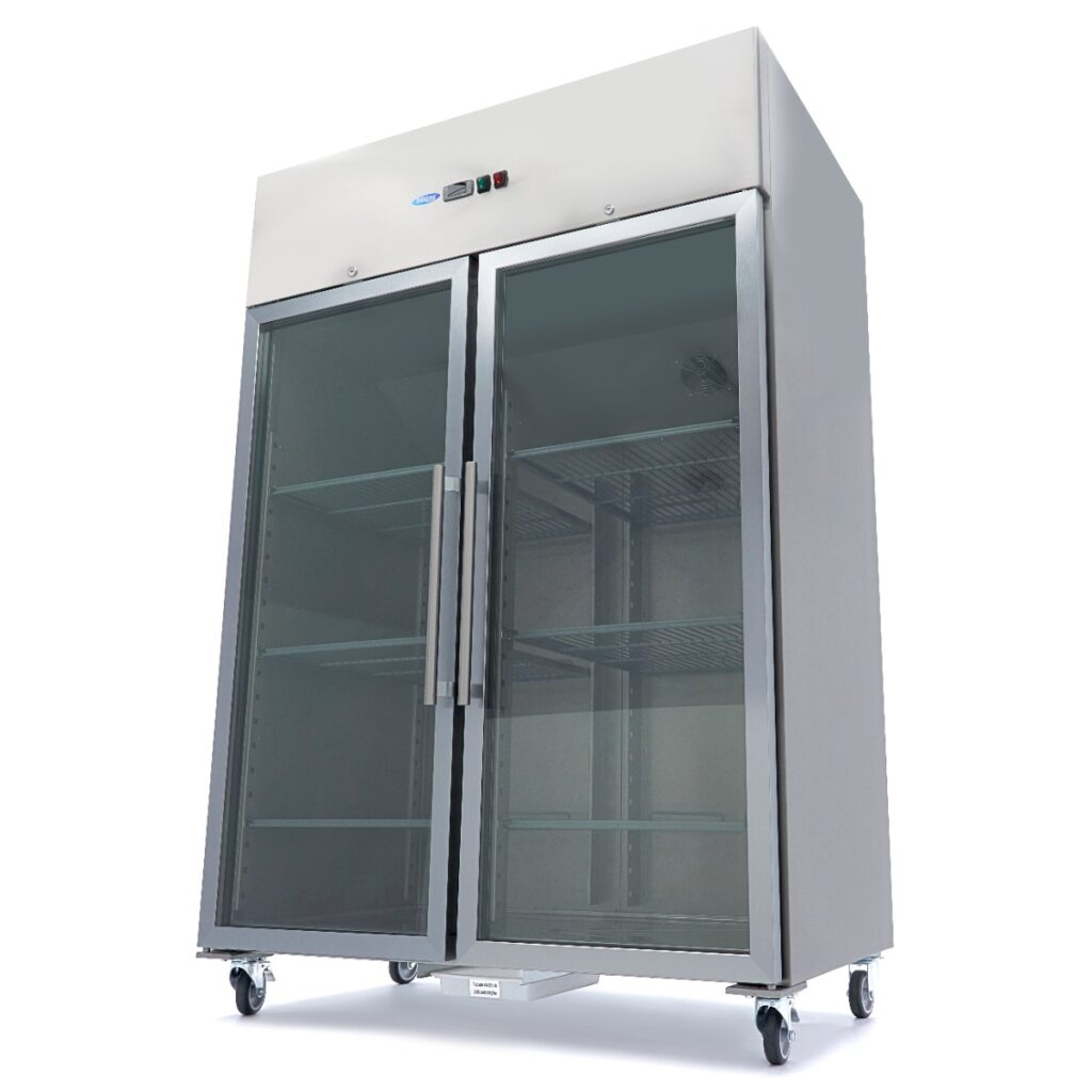 Congelador para hostelería 1200 L 6 estantes 2/1 GN acero inoxidable con puerta de cristal Maxima