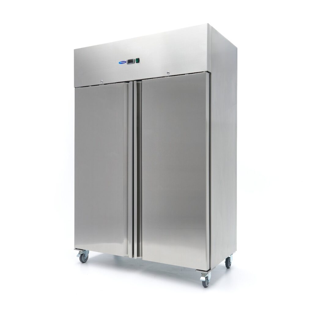 Congelador vertical 2 puertas 800 litros de acero inoxidable con ruedas Maxima