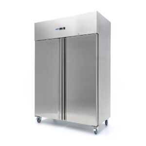 congelador vertical 2 puertas 800l 6 estantes ajustables acero