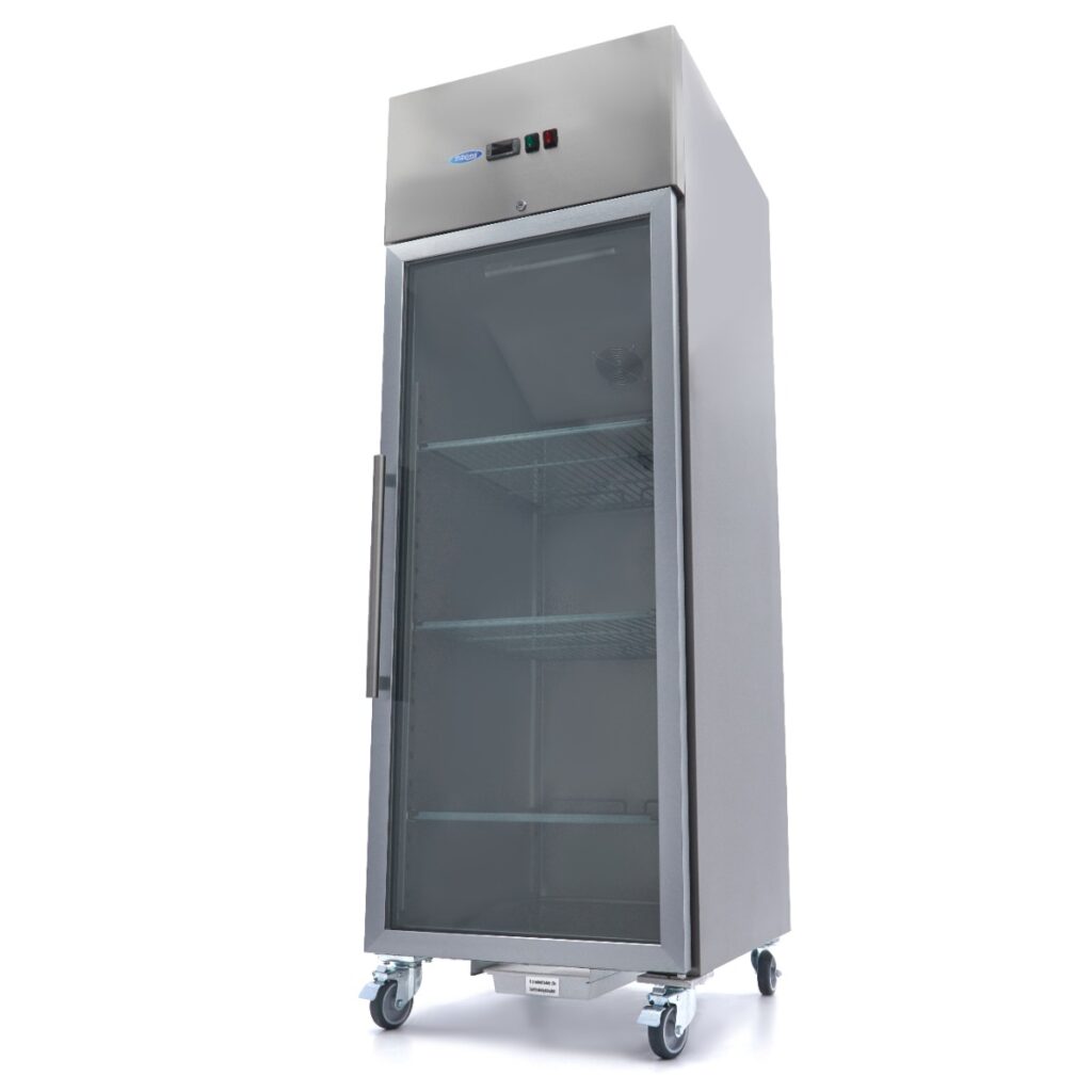 Frigorífico 600 L 3 estantes ajustables (2/1 GN) acero inoxidable con puerta de cristal Maxima