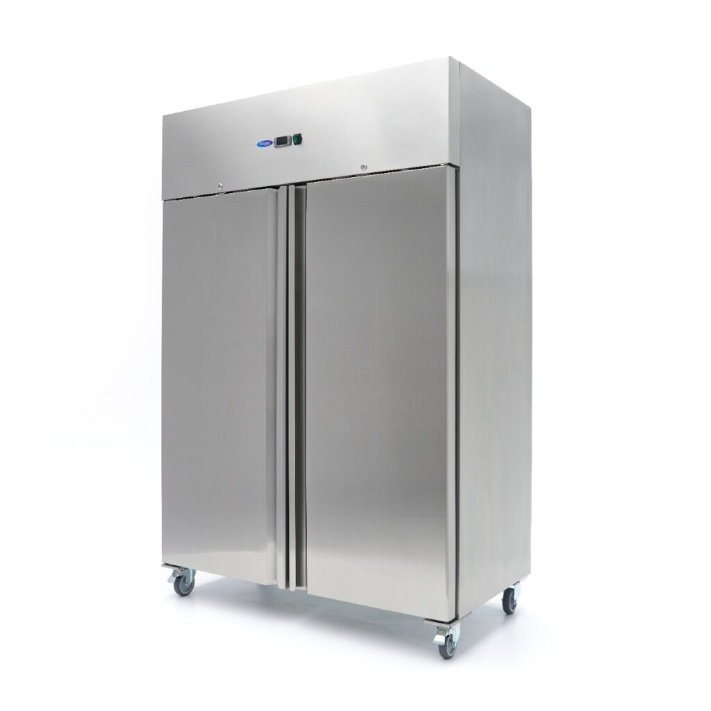 Frigorífico 800 L 6 estantes regulables acero inoxidable con ruedas Maxima