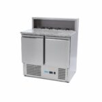 mesas refrigerado para pizzas preparacion 90cm 2 puertas para 5 x 1 6 gn incl tapa de acero inoxidable