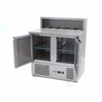 mesas refrigerado para pizzas preparacion 90cm 2 puertas para 5 x 1 6 gn incl tapa de acero inoxidable 2